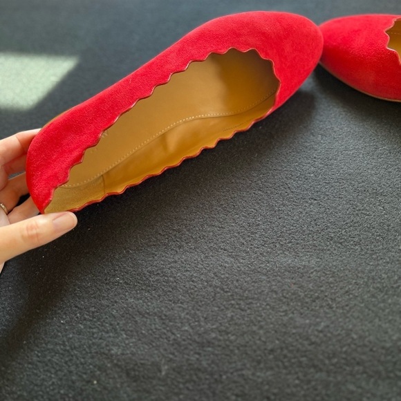 J. Crew Suede Scalloped Flats- Dark Poppy- sz 9 - Picture 5 of 9